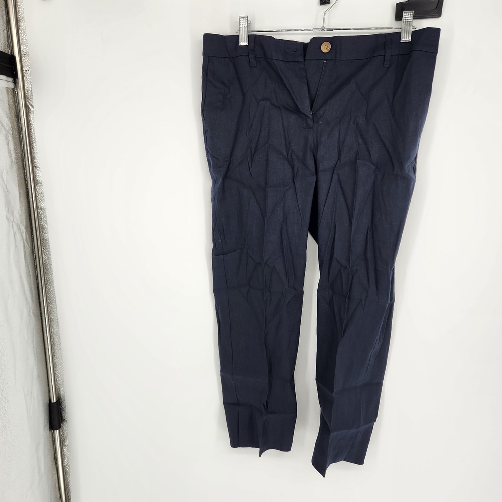 Pure J. Jill Navy Blue Medium Petite Linen Stretch Pants NWT